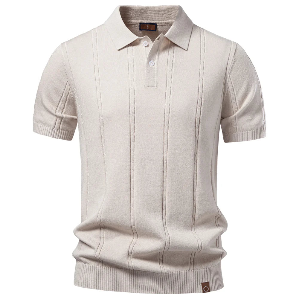 Men's Premium Stripe Golf Polo Shirt — Silk-Like Icy Touch, Breathable, Old Money Style