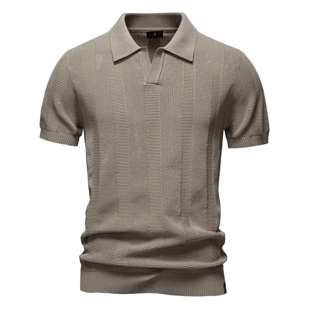 Men's Premium Mesh Polo Shirt — Breathable Knit, Turn-Down Collar, Solid & Striped Summer Top