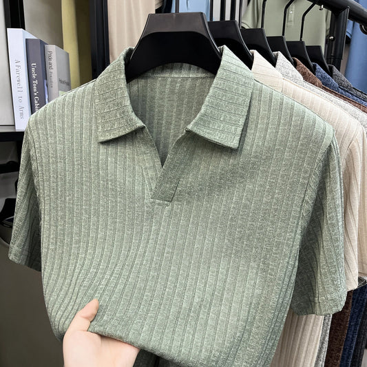 Men's Premium Knitted Polo Shirt — Skin-Friendly, Breathable, Casual Lapel Summer Top
