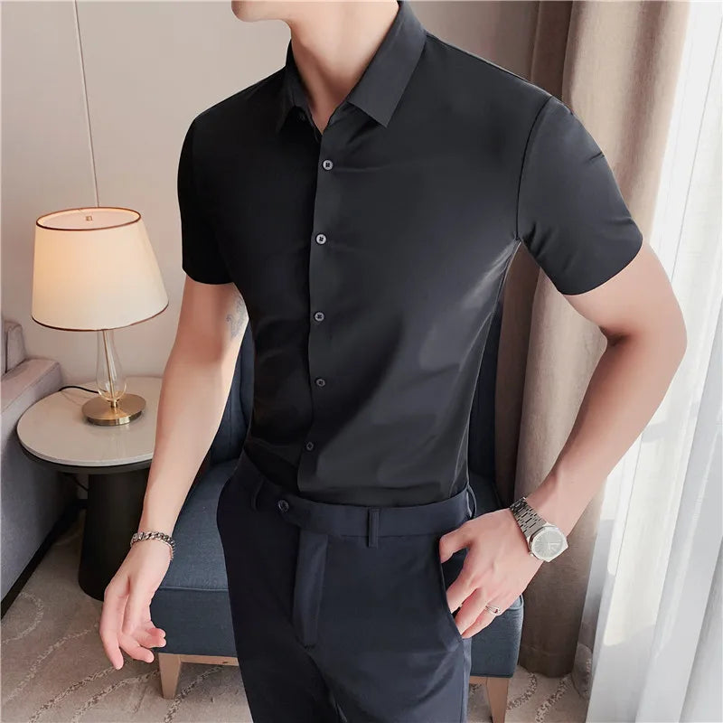 Men's Ultra Stretch Seamless Shirt | High Elastic | Business Casual | Solid Color | Short & Long Sleeve | 12 Colors