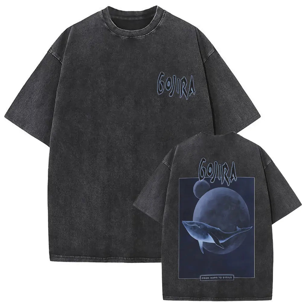 Unisex Washed Vintage Metal Band Graphic T-Shirt | Gojira "From Mars to Sirius" | Gothic Oversized Fit | Pure Cotton | Hip Hop Style | S-XXL