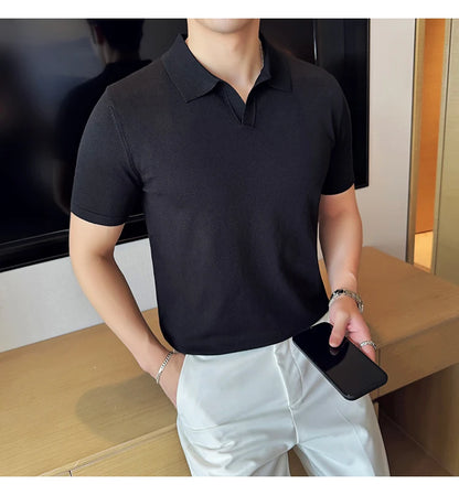 Men's Premium Ice Silk Polo Shirt — Slim Fit, High Elasticity, Summer 2026