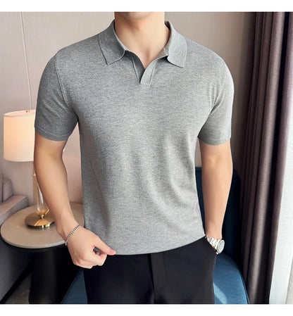 Men's Premium Ice Silk Polo Shirt — Slim Fit, High Elasticity, Summer 2026