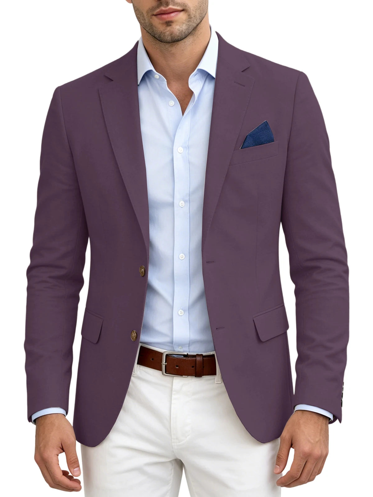 Men's Linen Blend Blazer | Notched Lapel | Two Button | Slim Fit | Breathable Suit Jacket | Business Casual | Wedding | XS-7XL
