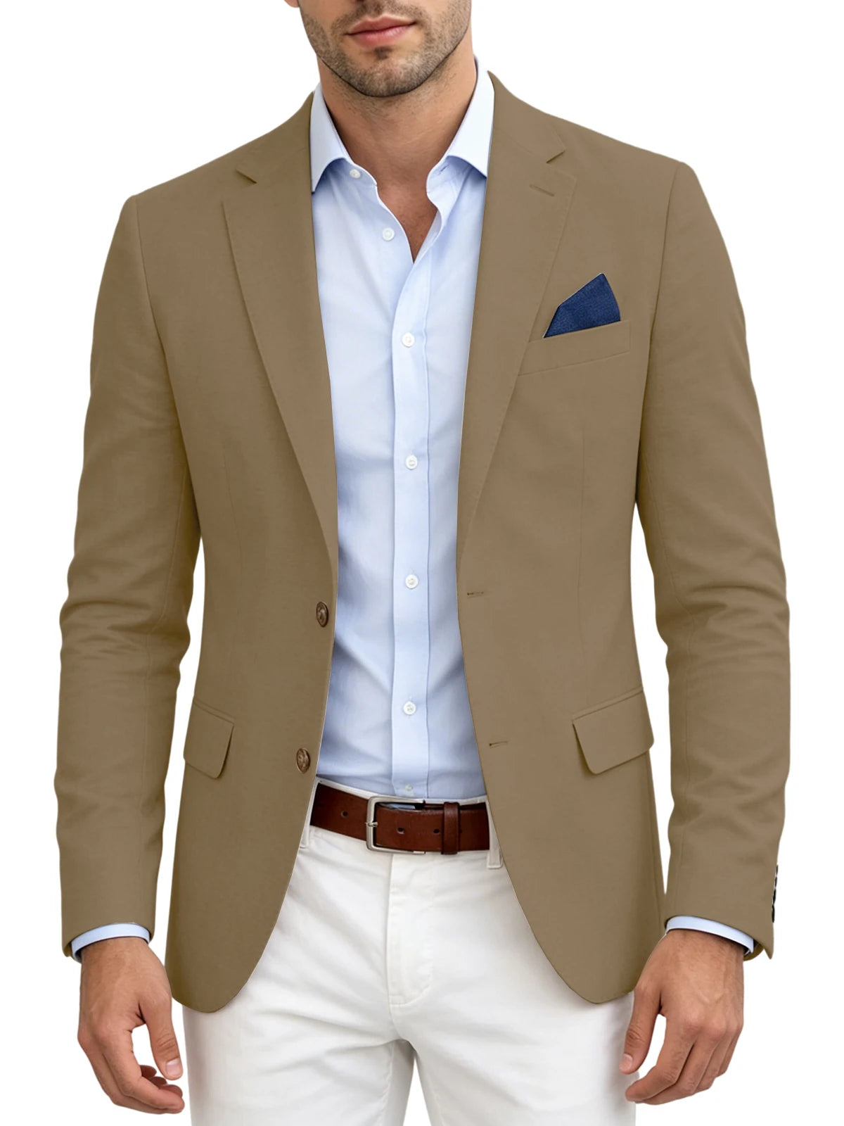 Men's Linen Blend Blazer | Notched Lapel | Two Button | Slim Fit | Breathable Suit Jacket | Business Casual | Wedding | XS-7XL