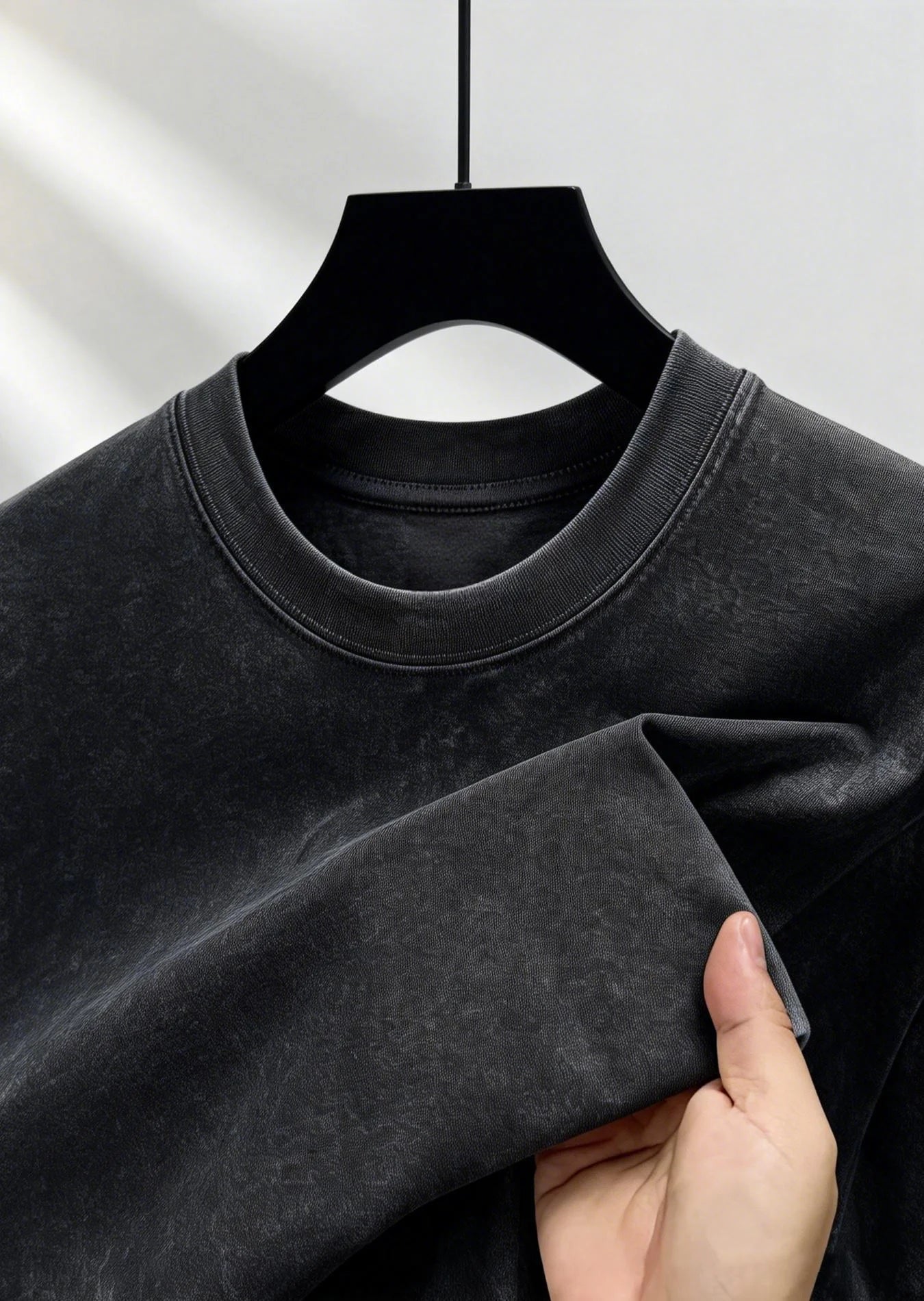 Men's 220G Heavyweight Cotton T-Shirt | Washed Vintage | Oversized Fit | Round Neck | American Retro | 4 Colors