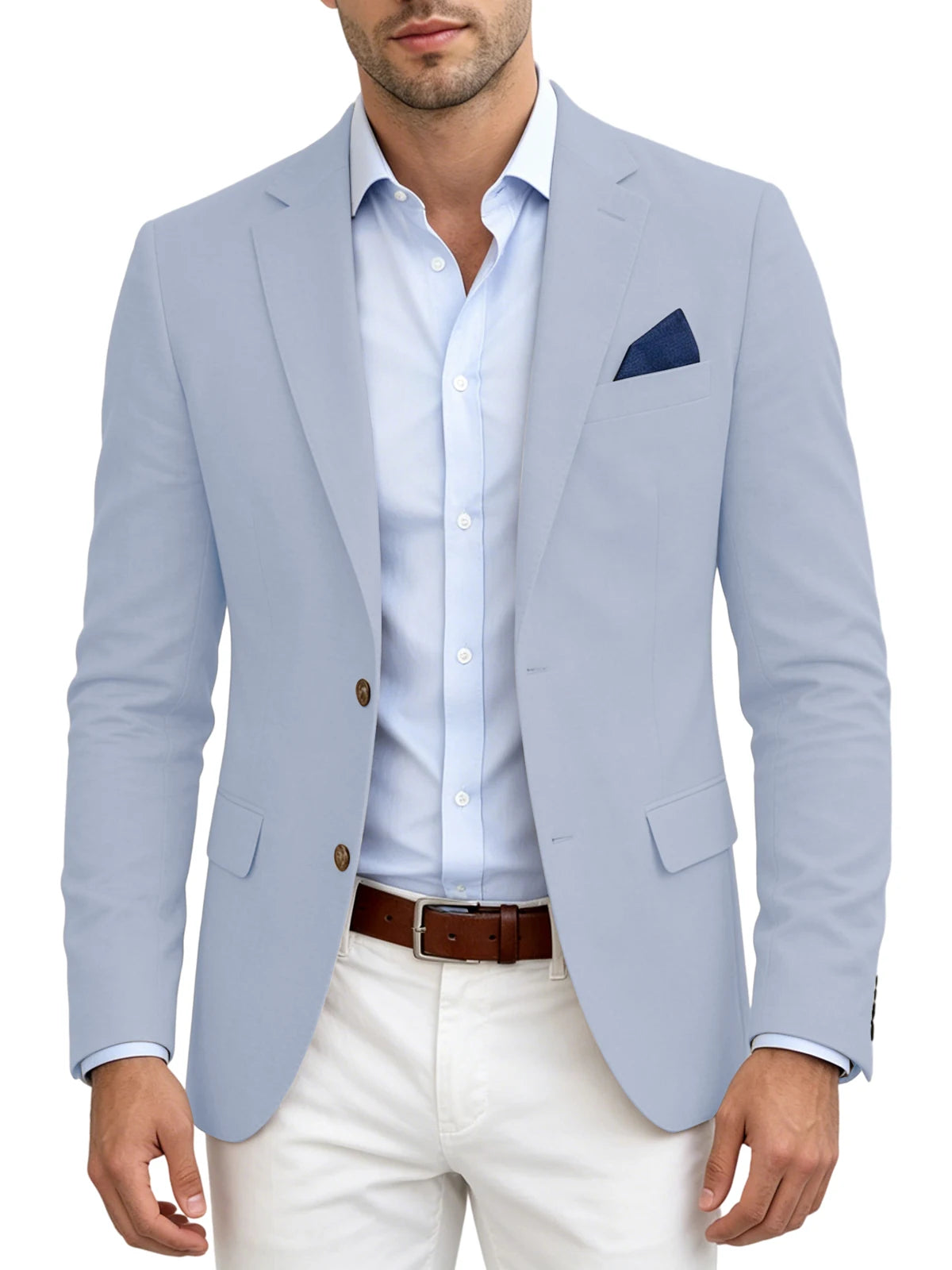 Men's Linen Blend Blazer | Notched Lapel | Two Button | Slim Fit | Breathable Suit Jacket | Business Casual | Wedding | XS-7XL