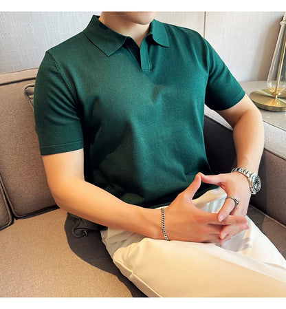 Men's Premium Ice Silk Polo Shirt — Slim Fit, High Elasticity, Summer 2026
