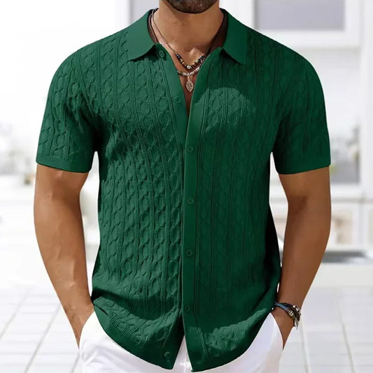 Men's Embroidery Knitted Polo Shirt | Business Casual Short Sleeve Button Cardigan | M–3XL