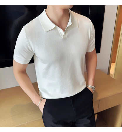 Men's Premium Ice Silk Polo Shirt — Slim Fit, High Elasticity, Summer 2026