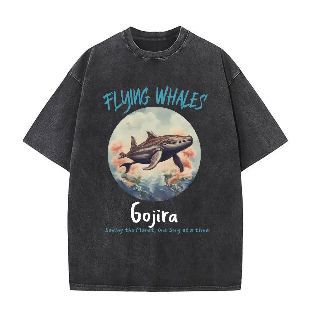 Unisex Washed Vintage Metal Band Graphic T-Shirt | Gojira "From Mars to Sirius" | Gothic Oversized Fit | Pure Cotton | Hip Hop Style | S-XXL