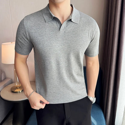 Men's Premium Ice Silk Polo Shirt — Slim Fit, High Elasticity, Summer 2026