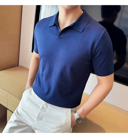 Men's Premium Ice Silk Polo Shirt — Slim Fit, High Elasticity, Summer 2026
