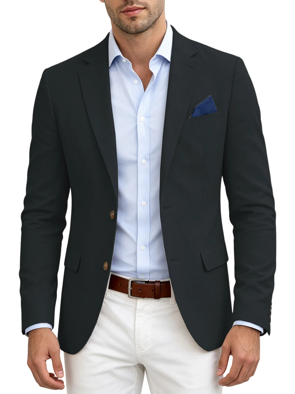 Men's Linen Blend Blazer | Notched Lapel | Two Button | Slim Fit | Breathable Suit Jacket | Business Casual | Wedding | XS-7XL