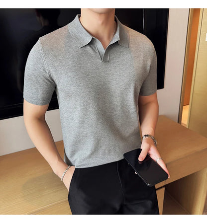 Men's Premium Ice Silk Polo Shirt — Slim Fit, High Elasticity, Summer 2026