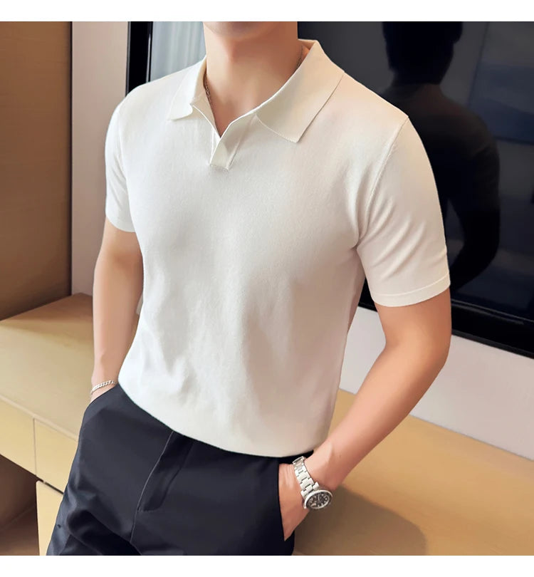 Men's Premium Ice Silk Polo Shirt — Slim Fit, High Elasticity, Summer 2026