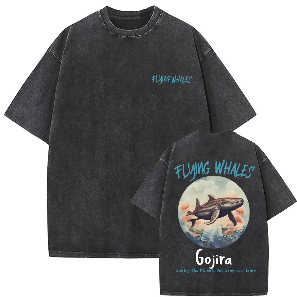 Unisex Washed Vintage Metal Band Graphic T-Shirt | Gojira "From Mars to Sirius" | Gothic Oversized Fit | Pure Cotton | Hip Hop Style | S-XXL