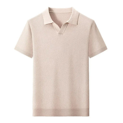 Men's Premium 100% Cotton Lapel Polo Shirt — Knitted, Short Sleeve, Casual & Versatile Summer Top