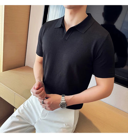 Men's Premium Ice Silk Polo Shirt — Slim Fit, High Elasticity, Summer 2026