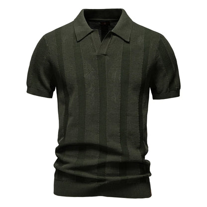 Men's Premium Mesh Polo Shirt — Breathable Knit, Turn-Down Collar, Solid & Striped Summer Top