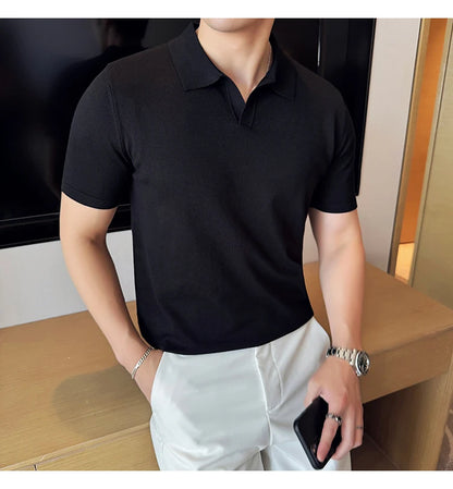 Men's Premium Ice Silk Polo Shirt — Slim Fit, High Elasticity, Summer 2026