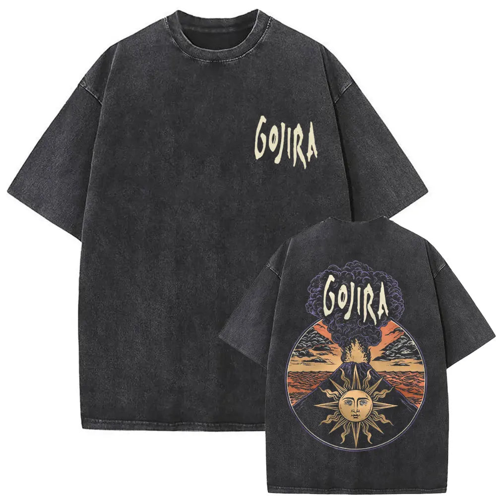 Unisex Washed Vintage Metal Band Graphic T-Shirt | Gojira "From Mars to Sirius" | Gothic Oversized Fit | Pure Cotton | Hip Hop Style | S-XXL