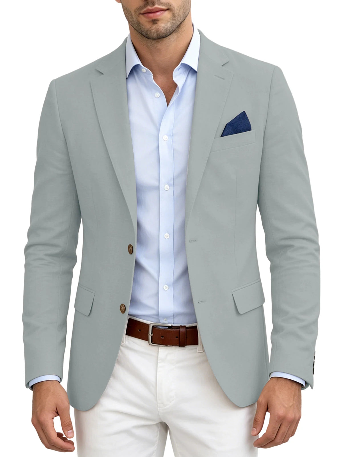 Men's Linen Blend Blazer | Notched Lapel | Two Button | Slim Fit | Breathable Suit Jacket | Business Casual | Wedding | XS-7XL