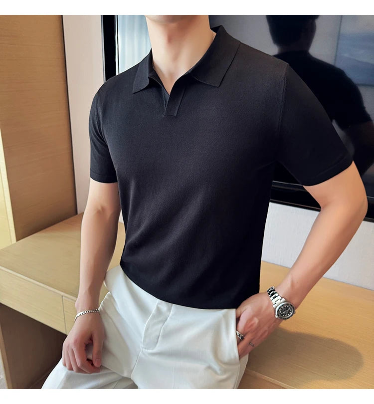 Men's Premium Ice Silk Polo Shirt — Slim Fit, High Elasticity, Summer 2026