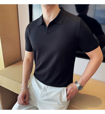 Men's Premium Ice Silk Polo Shirt — Slim Fit, High Elasticity, Summer 2026