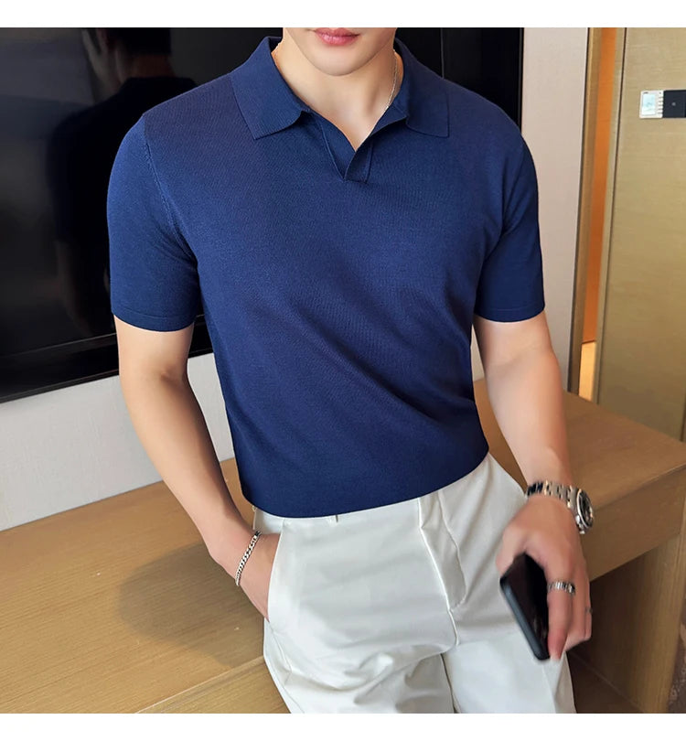 Men's Premium Ice Silk Polo Shirt — Slim Fit, High Elasticity, Summer 2026