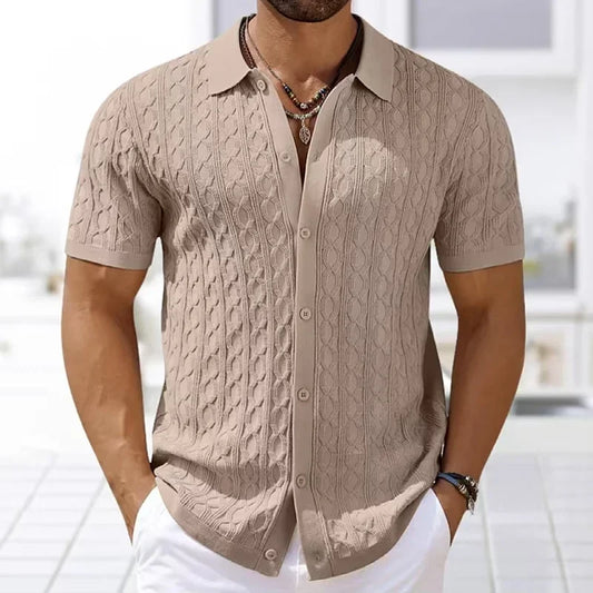 Men's Embroidery Knitted Polo Shirt | Business Casual Short Sleeve Button Cardigan | M–3XL