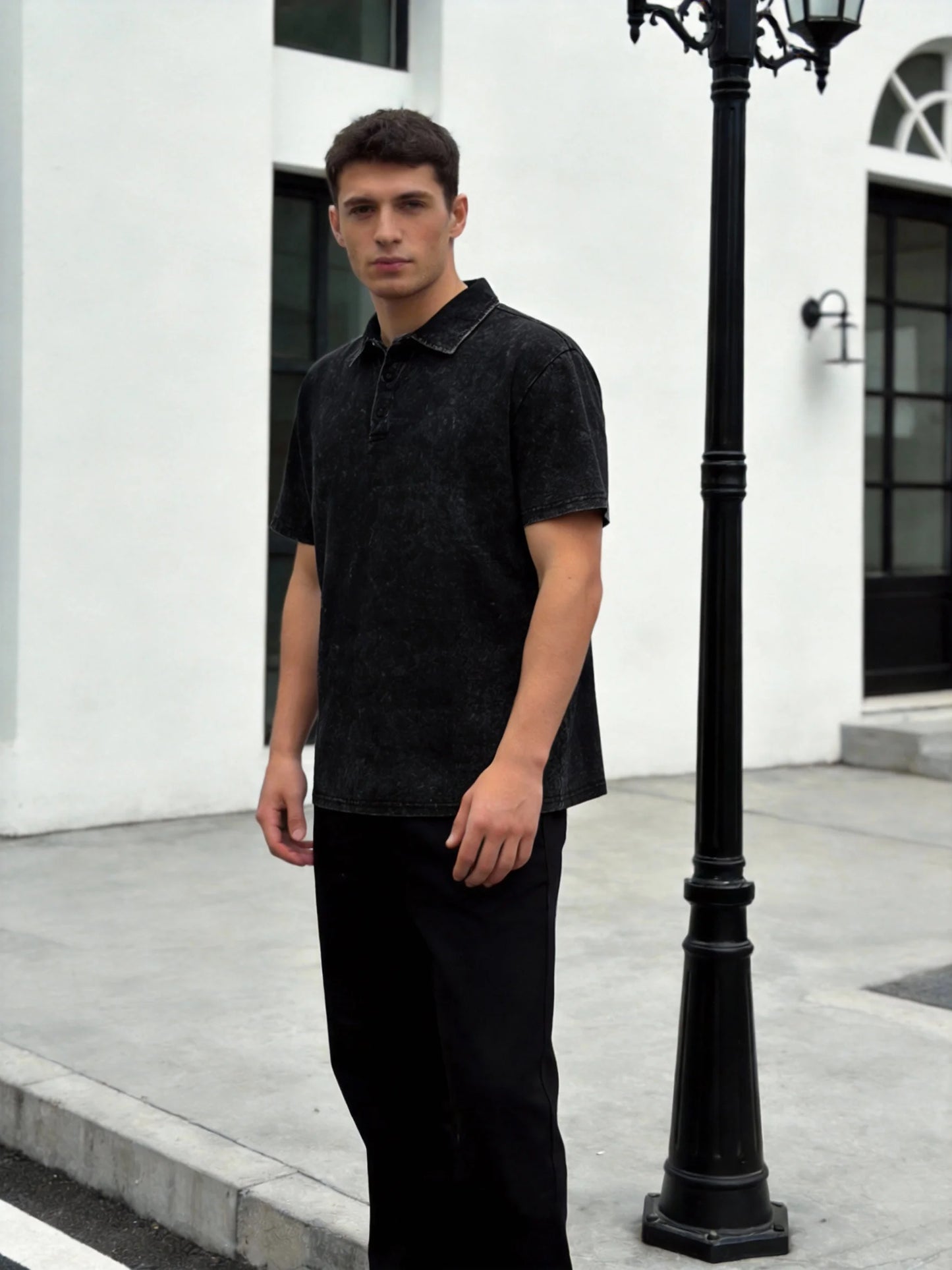 Men's 220G Heavyweight Cotton T-Shirt | Washed Vintage | Oversized Fit | Round Neck | American Retro | 4 Colors