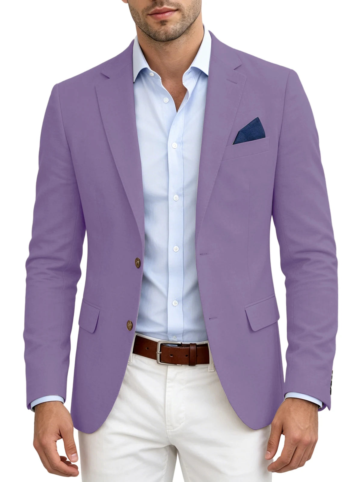 Men's Linen Blend Blazer | Notched Lapel | Two Button | Slim Fit | Breathable Suit Jacket | Business Casual | Wedding | XS-7XL