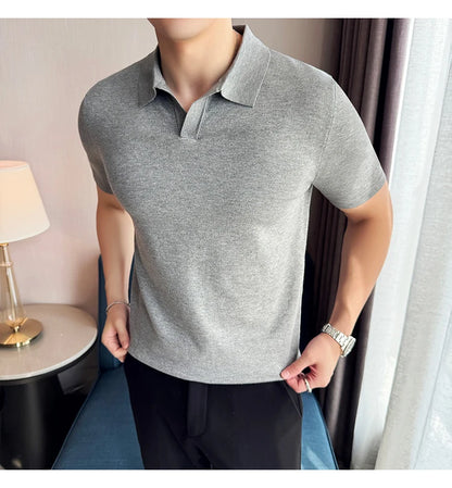Men's Premium Ice Silk Polo Shirt — Slim Fit, High Elasticity, Summer 2026