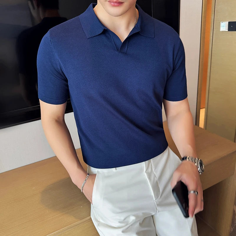 Men's Premium Ice Silk Polo Shirt — Slim Fit, High Elasticity, Summer 2026