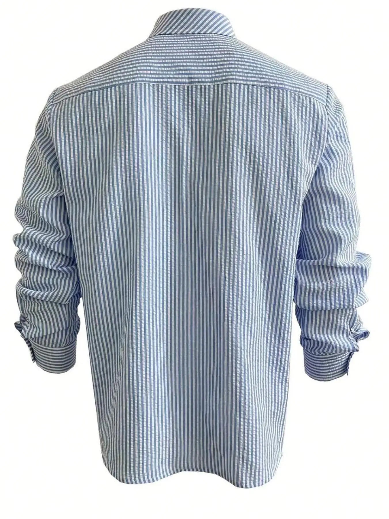 Men's Long Sleeve Striped Casual Shirt | Loose Fit | Single Breasted | Lightweight Polyester | 7 Colors | S-XXL | Spring & Autumn