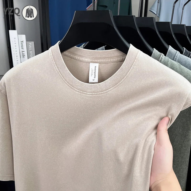 Unisex Retro American Heavyweight Washed T-Shirt | Oversized Fit | 100% Cotton | O-Neck | Street Style | 5 Colors