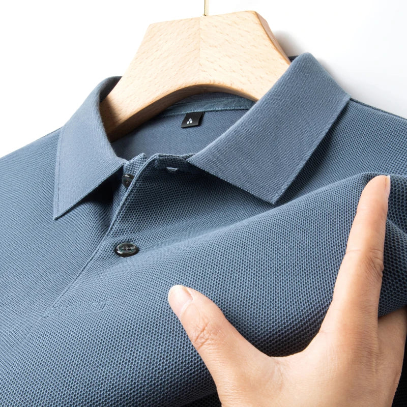 Luxora Men's 100% Cotton Polo Shirt — Breathable Lapel Tee for Golf, Sports & Smart Casual