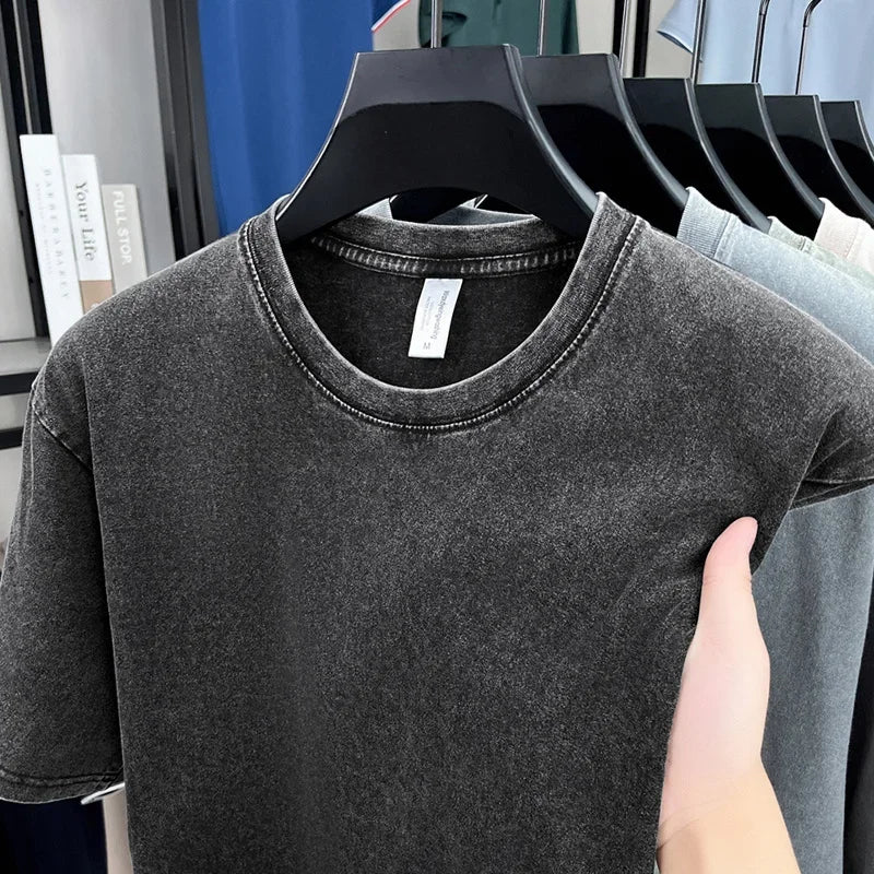 Unisex Retro American Heavyweight Washed T-Shirt | Premium Oversized Fit | 100% Cotton | O-Neck | 6 Earthy Colors | S-XXXL