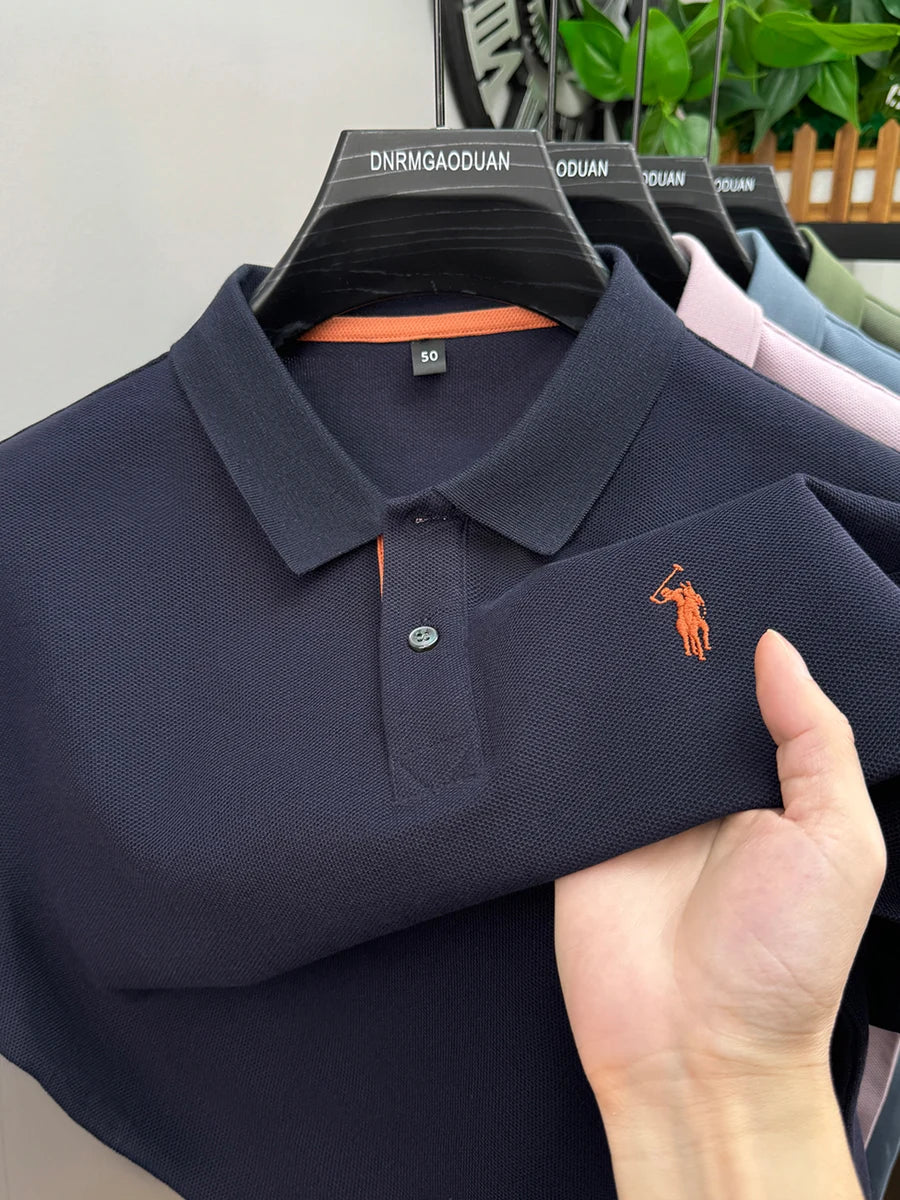 Luxora Premium 100% Pure Cotton Polo Shirt — Men's Embroidered Classic Tee