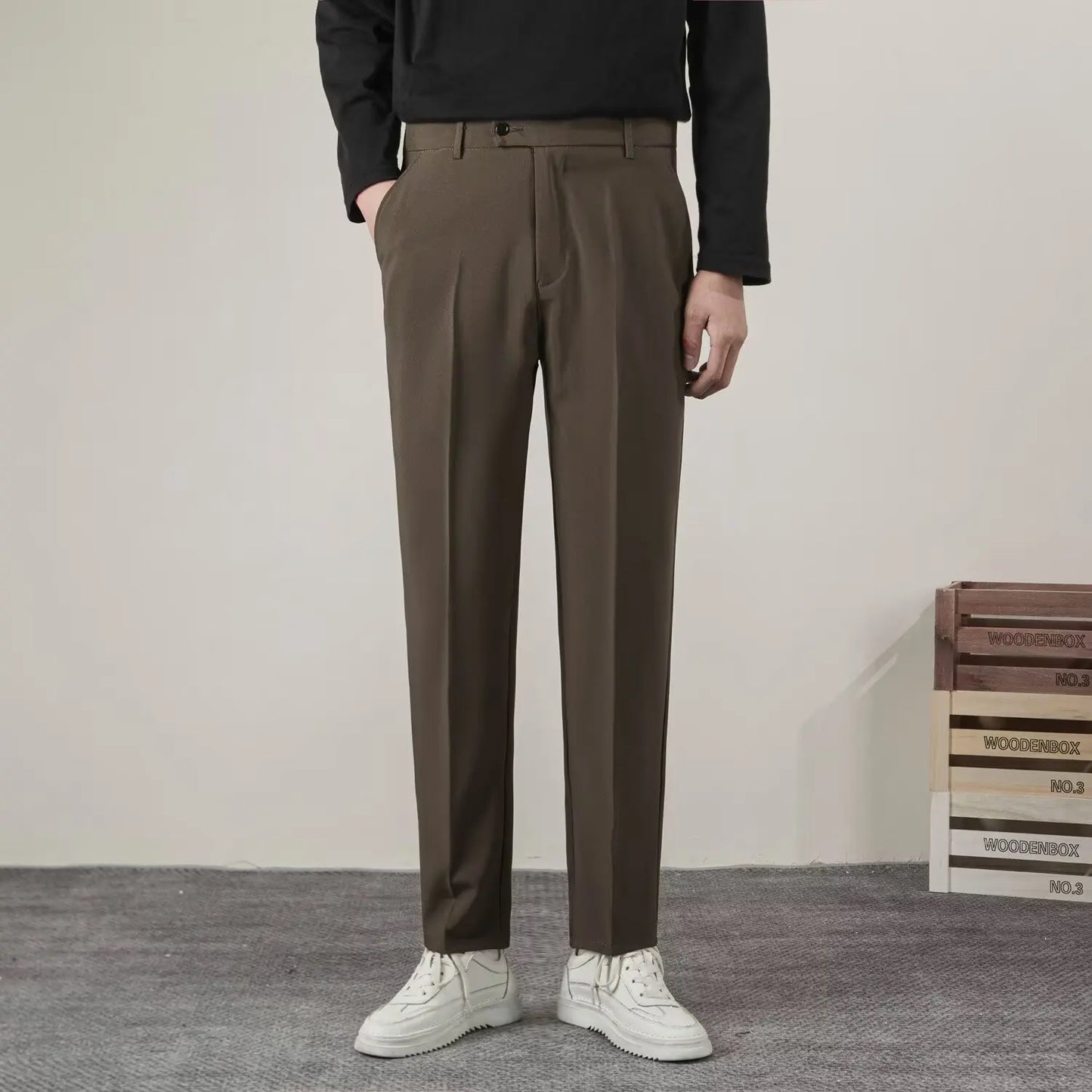 Men's Slim Fit Casual Trousers | Pencil Cut | Zipper Fly | Smart Casual | 8 Colors | Size 28-38
