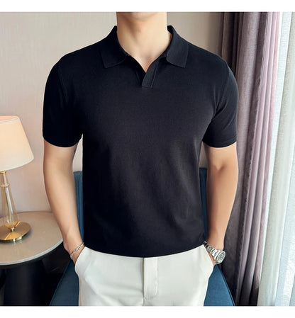 Men's Premium Ice Silk Polo Shirt — Slim Fit, High Elasticity, Summer 2026