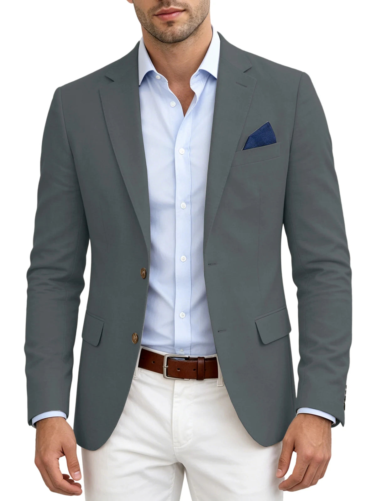 Men's Linen Blend Blazer | Notched Lapel | Two Button | Slim Fit | Breathable Suit Jacket | Business Casual | Wedding | XS-7XL