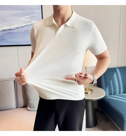 Men's Premium Ice Silk Polo Shirt — Slim Fit, High Elasticity, Summer 2026