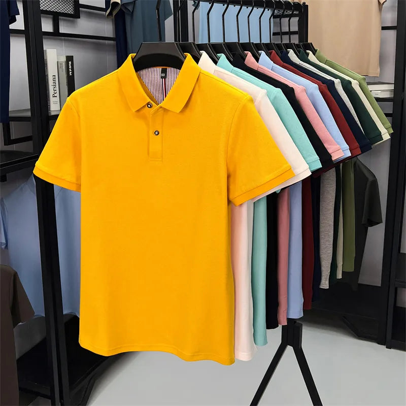 Luxora Men's 100% Pure Cotton Polo Shirt — High-Quality Breathable Tee | Business Casual & Daily Wear | 16 Colors
