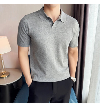 Men's Premium Ice Silk Polo Shirt — Slim Fit, High Elasticity, Summer 2026