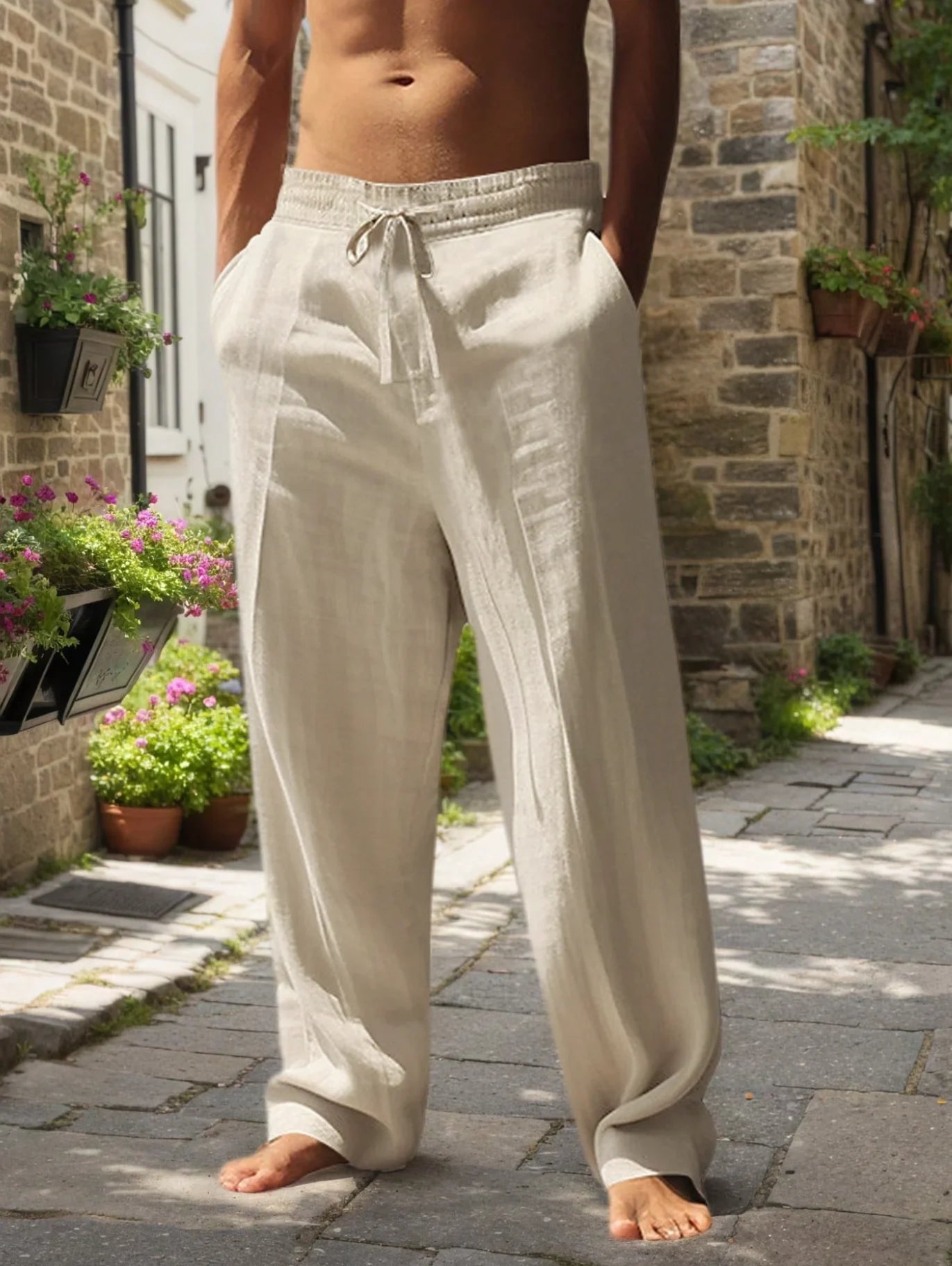 Men's Cotton Hemp Texture Loose Beach Pants | Casual Outdoor Lightweight Trousers | M–4XL