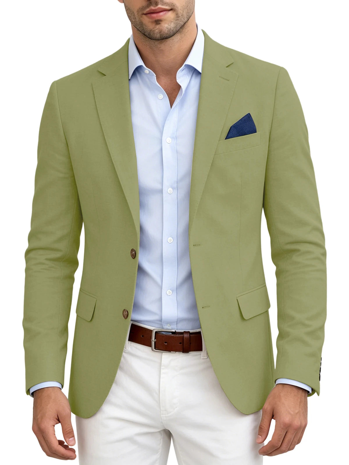 Men's Linen Blend Blazer | Notched Lapel | Two Button | Slim Fit | Breathable Suit Jacket | Business Casual | Wedding | XS-7XL