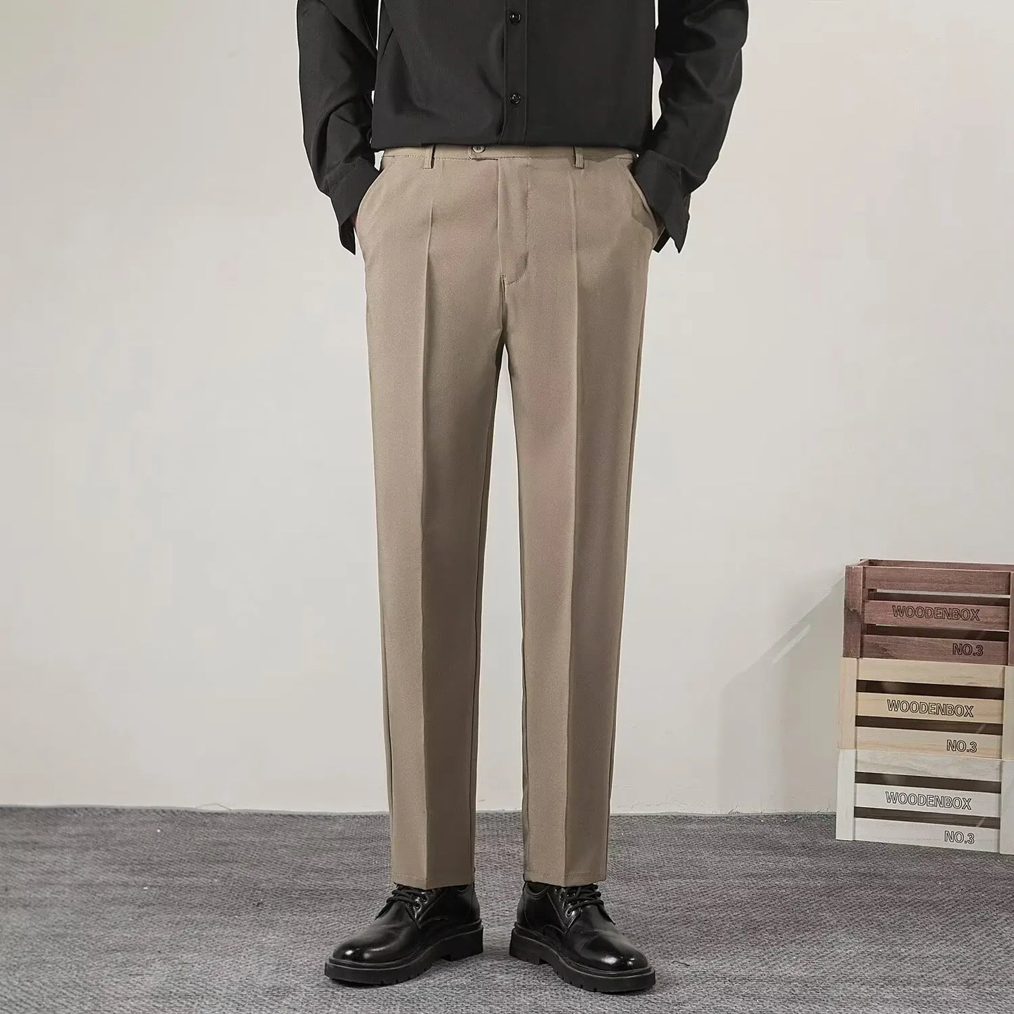 Men's Slim Fit Casual Trousers | Pencil Cut | Zipper Fly | Smart Casual | 8 Colors | Size 28-38