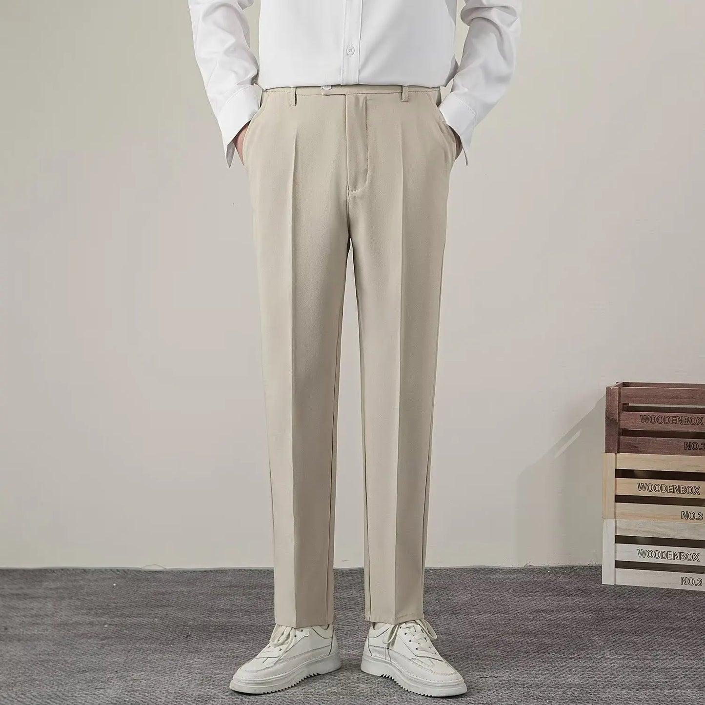 Men's Slim Fit Casual Trousers | Pencil Cut | Zipper Fly | Smart Casual | 8 Colors | Size 28-38